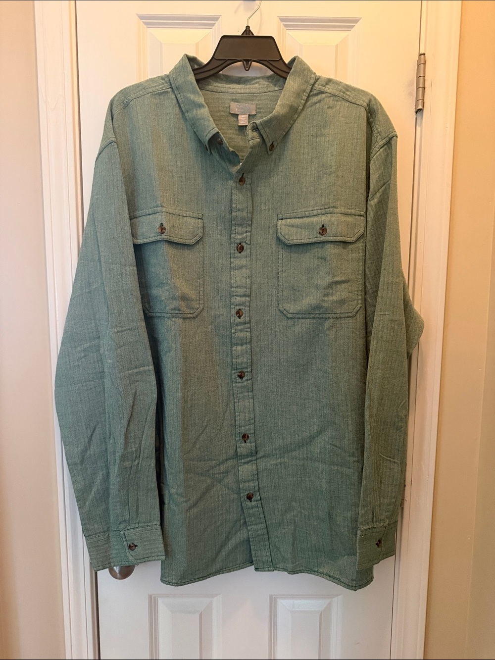 Men's Lightweight Sage Green Button-Front Shirt Jacket